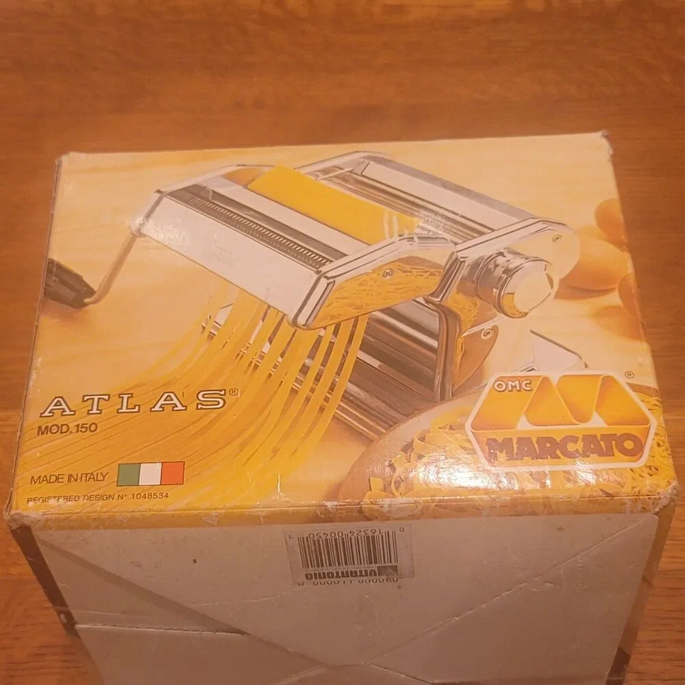 Marcato Atlas 150 Manual Pasta Maker w/ Hand Crank & Clamp Noodle Making Machine